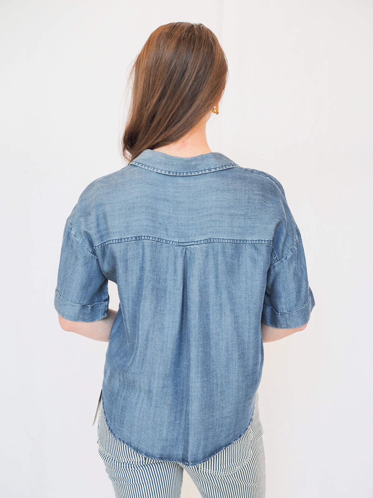Brandon Tencel Denim Short Sleeve Top