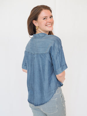 Brandon Tencel Denim Short Sleeve Top