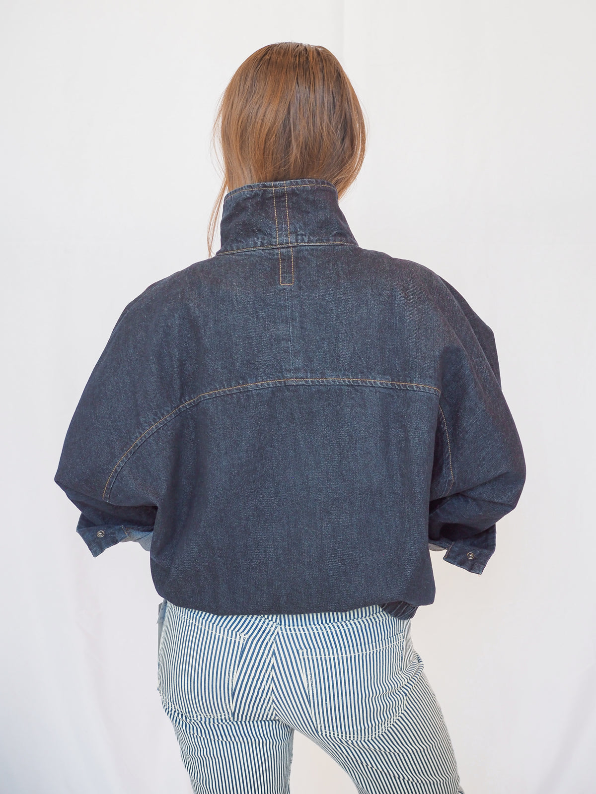 Funnel Neck Jacket in Dark Denim