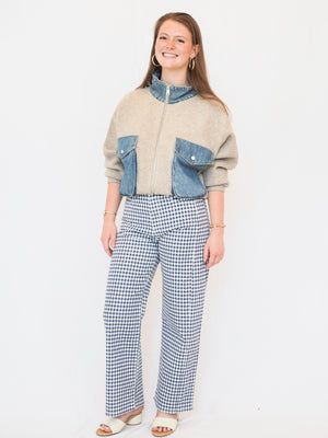 Gingham Barrel Twist Jeans