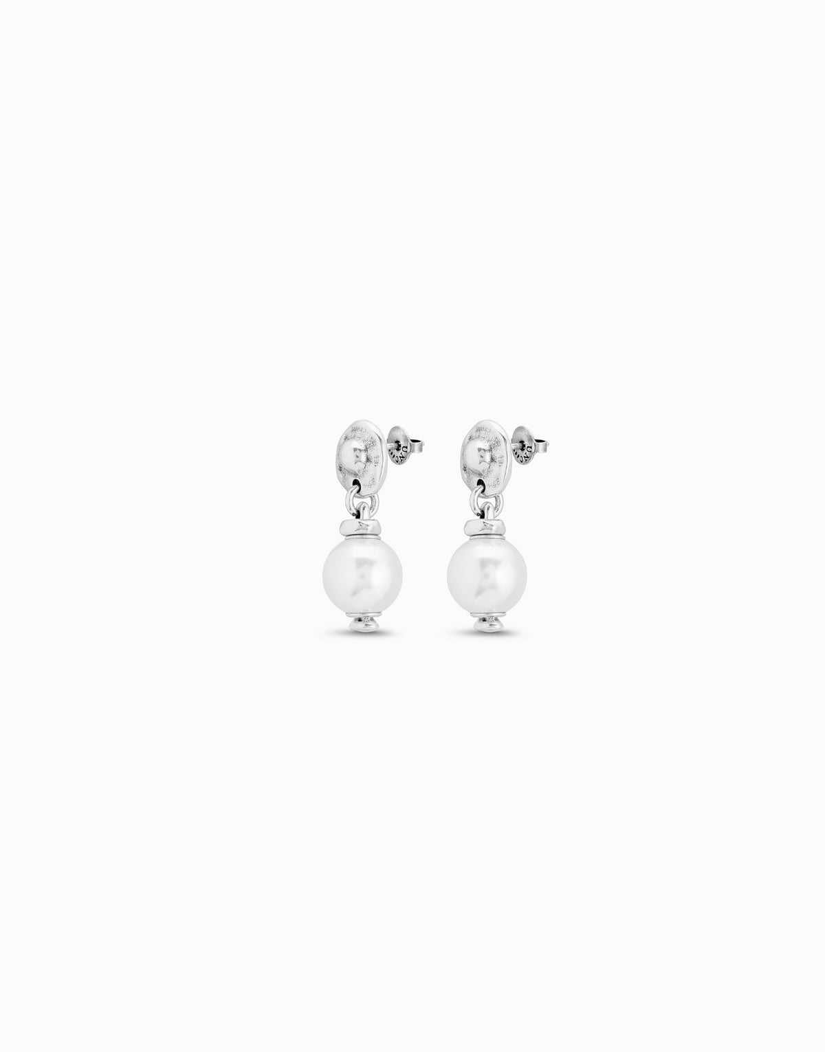 Uno De 50 Drop Earrings with Pearl in Sterling Silver-plated
