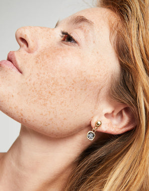 Uno De 50 Ser Expresiva Exc Gold Grey CZ Drop Earrings