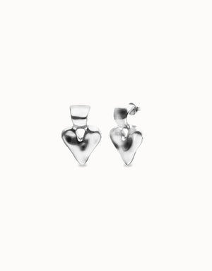 Uno De 50 Heart Drop Silver Earrings