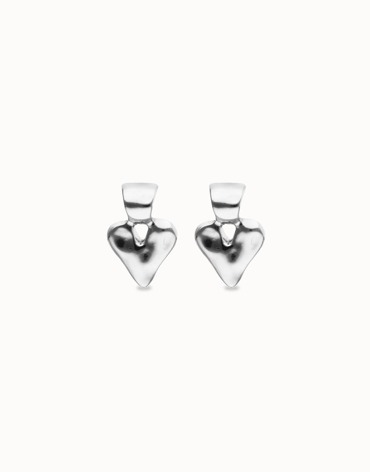 Uno De 50 Heart Drop Silver Earrings