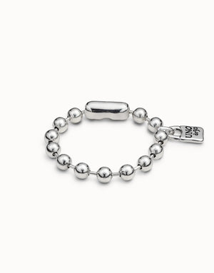 UNODE50 Silver Beaded Bracelet with Padlock Charm