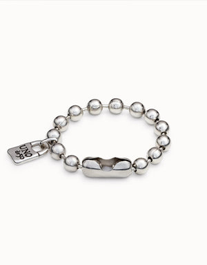UNODE50 Silver Beaded Bracelet with Padlock Charm