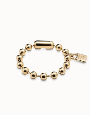 UNODE50 Gold Beaded Bracelet with a Padlock Charm