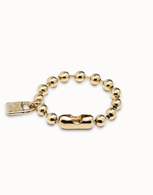 UNODE50 Gold Beaded Bracelet with a Padlock Charm