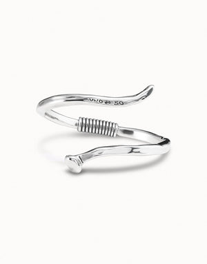 UNODE50 Silver Bangle Bracelet with a Spiral-Shaped Nail