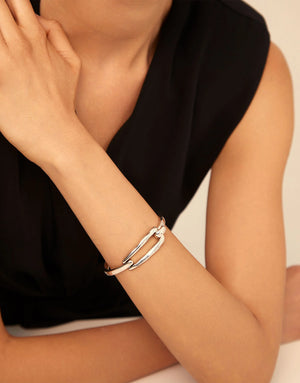 UNODE50 Silver Bangle Bracelet with Buckle