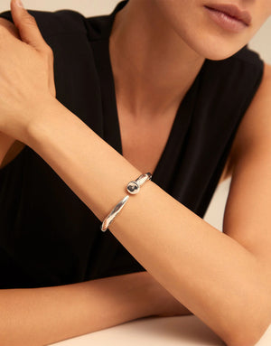 UNODE50 Silver Nail Shaped Bangle Bracelet