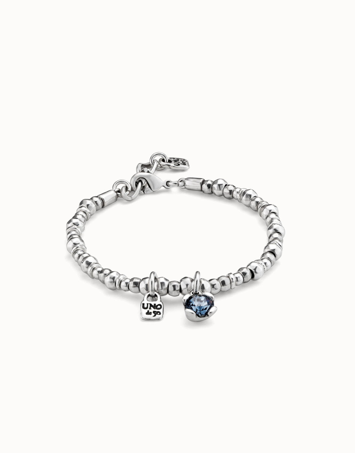 Uno De 50 Beaded Stretch Bracelet with Blue Crystal