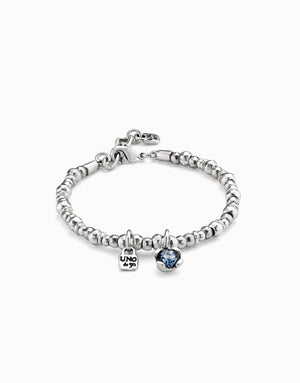 Uno De 50 Beaded Stretch Bracelet with Blue Crystal