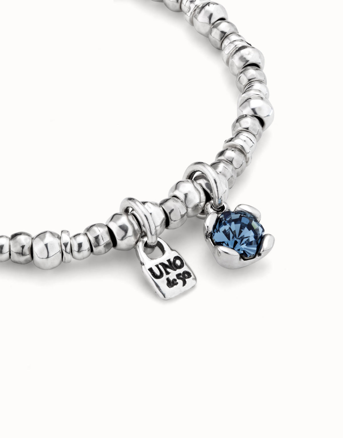 Uno De 50 Beaded Stretch Bracelet with Blue Crystal