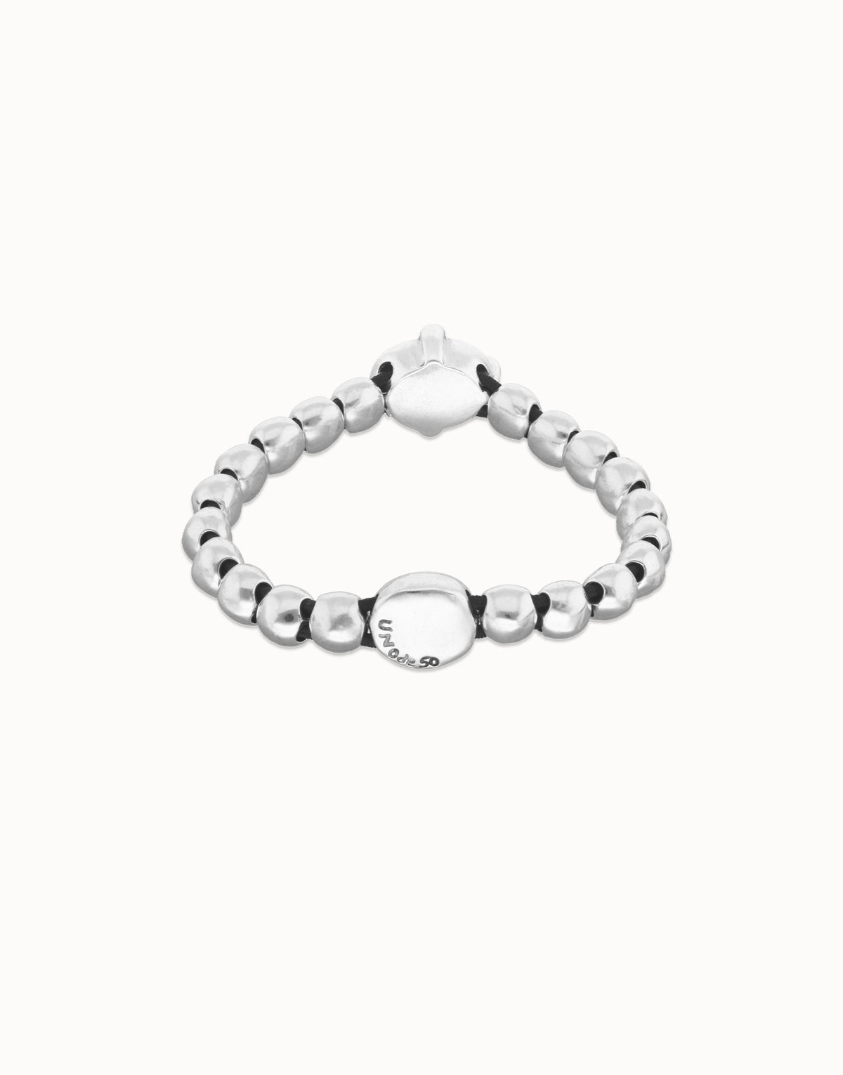 Uno De 50 Ser Deslumbrante Silver Beaded Blue Crystal Stud Bracelet