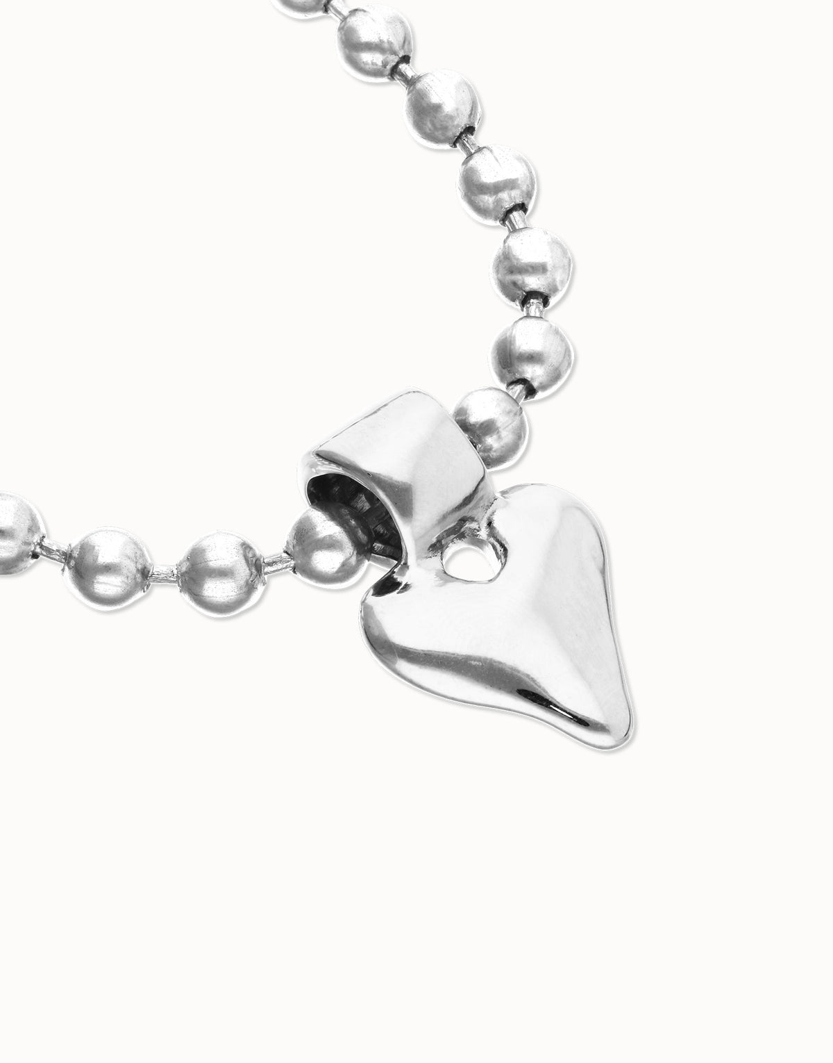 Uno De 50 Silver Beaded Silver Heart Charm Bracelet