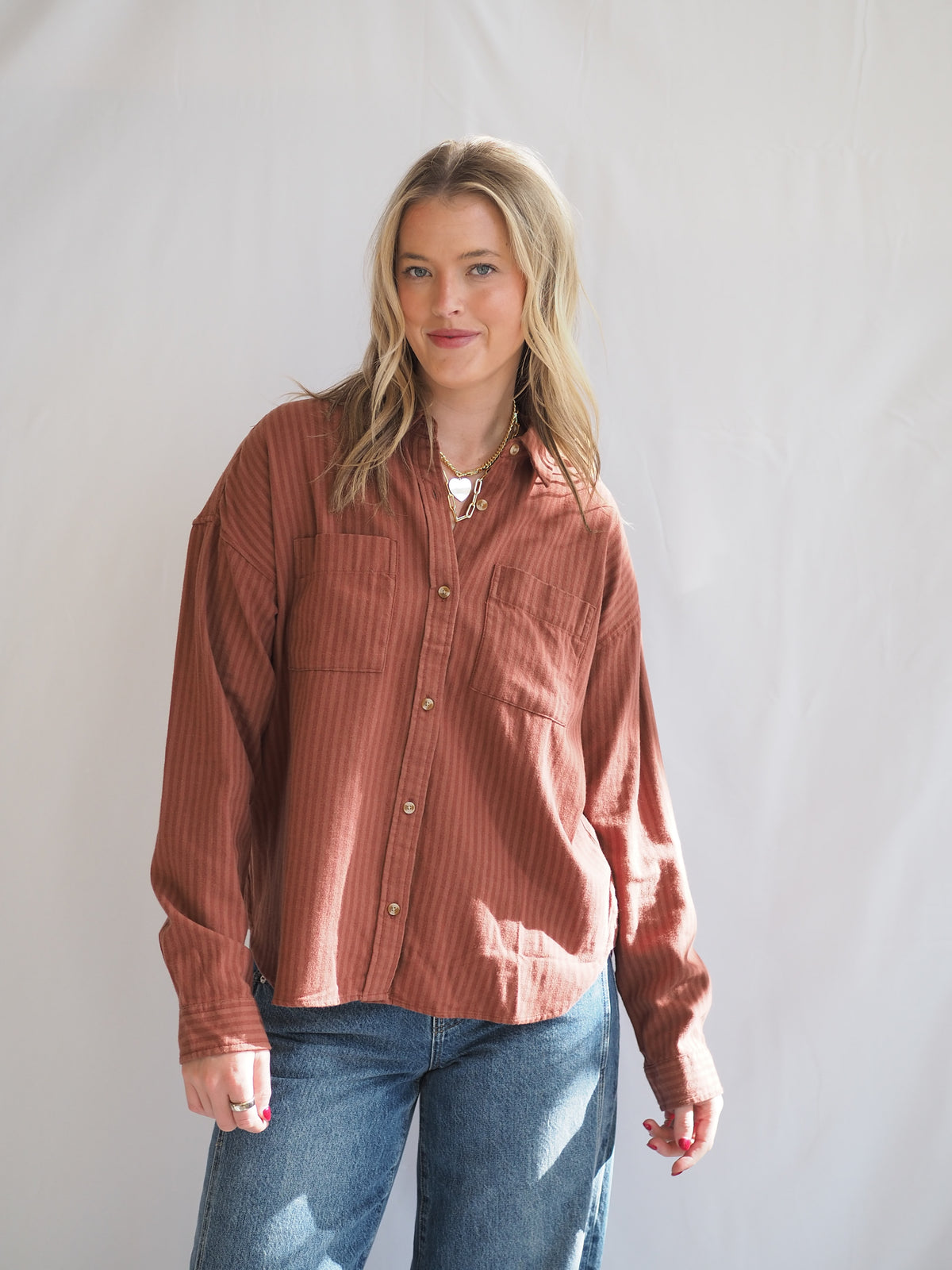 Vermont Button Down Rust Stripe Shirt