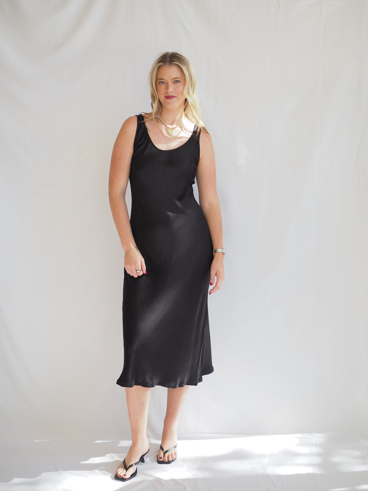 Sienna Black Maxi Satin Dress
