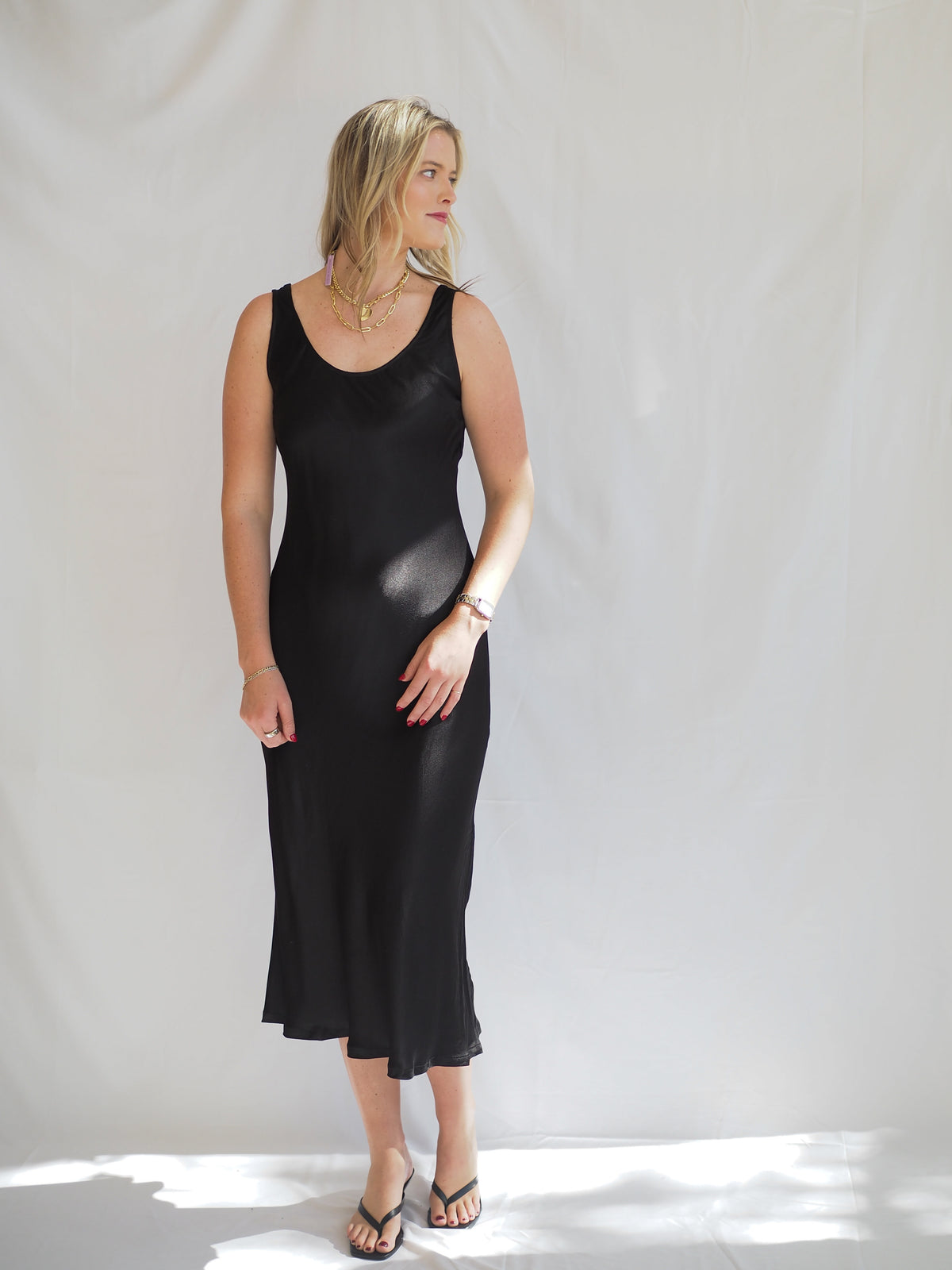 Sienna Black Maxi Satin Dress