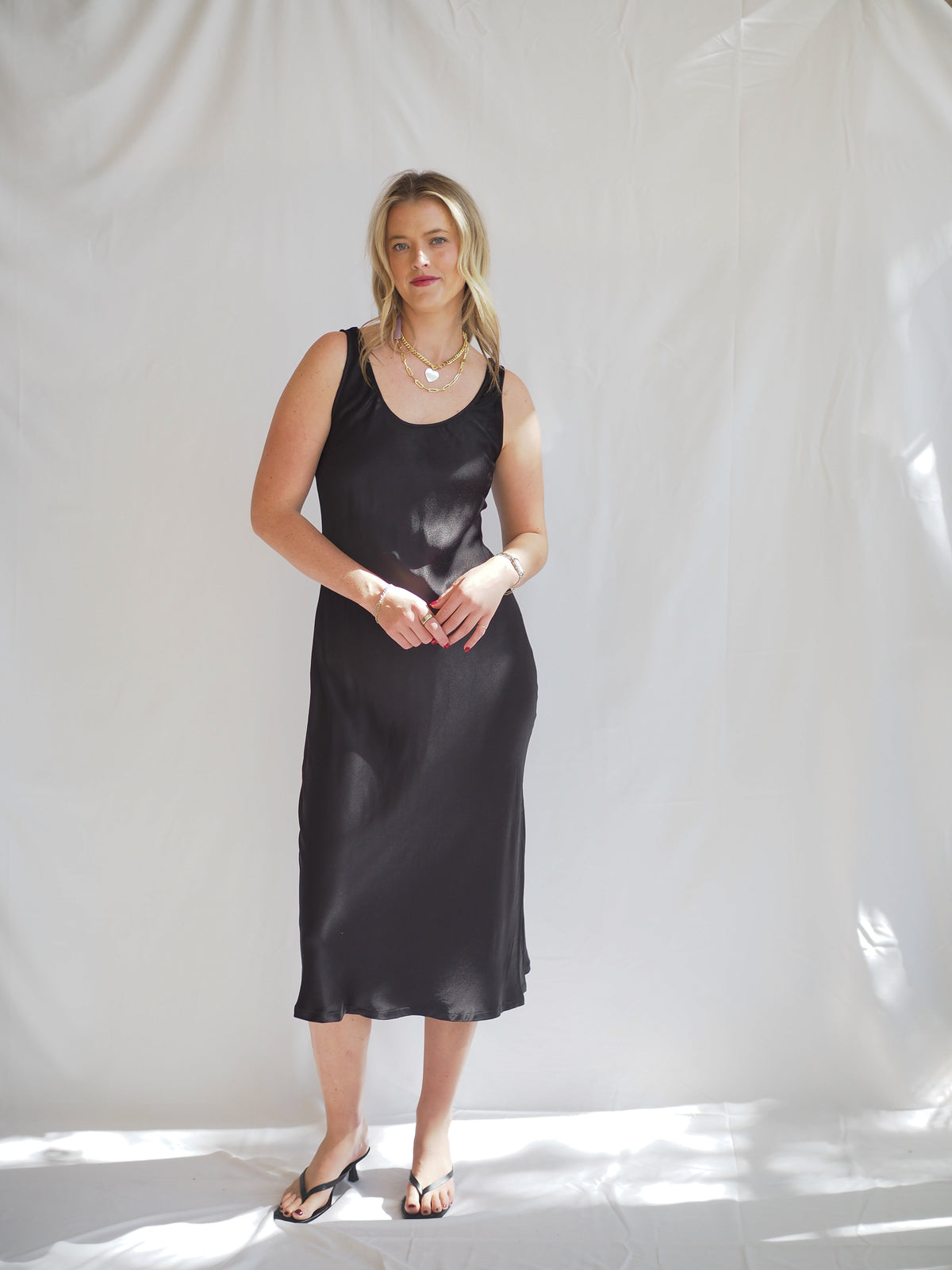 Sienna Black Maxi Satin Dress
