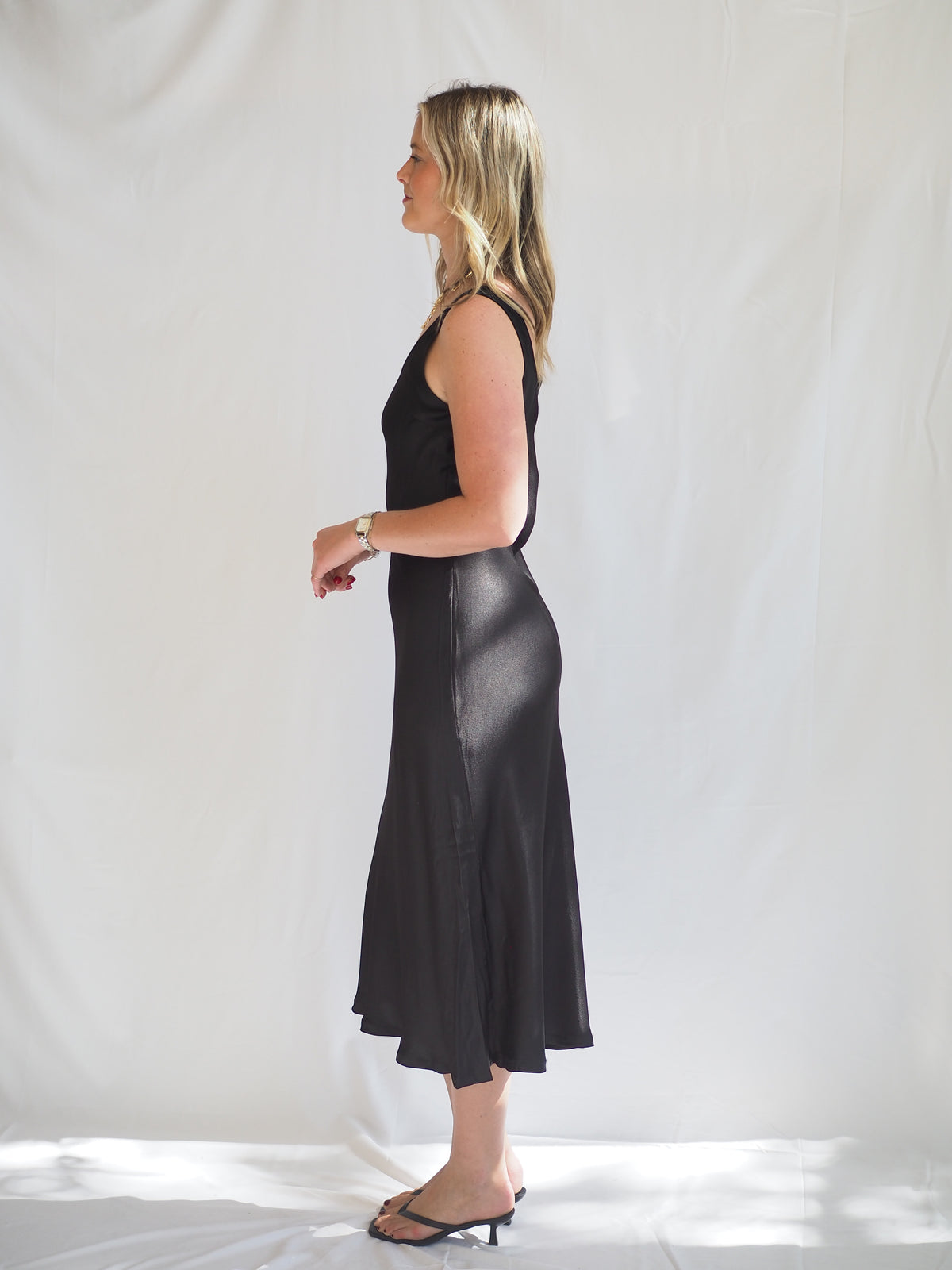 Sienna Black Maxi Satin Dress