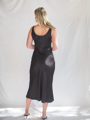 Sienna Black Maxi Satin Dress