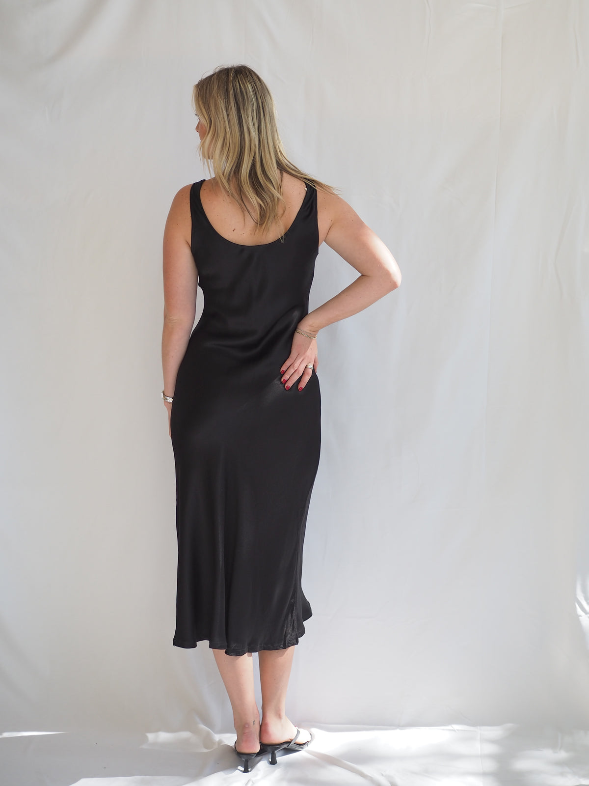 Sienna Black Maxi Satin Dress