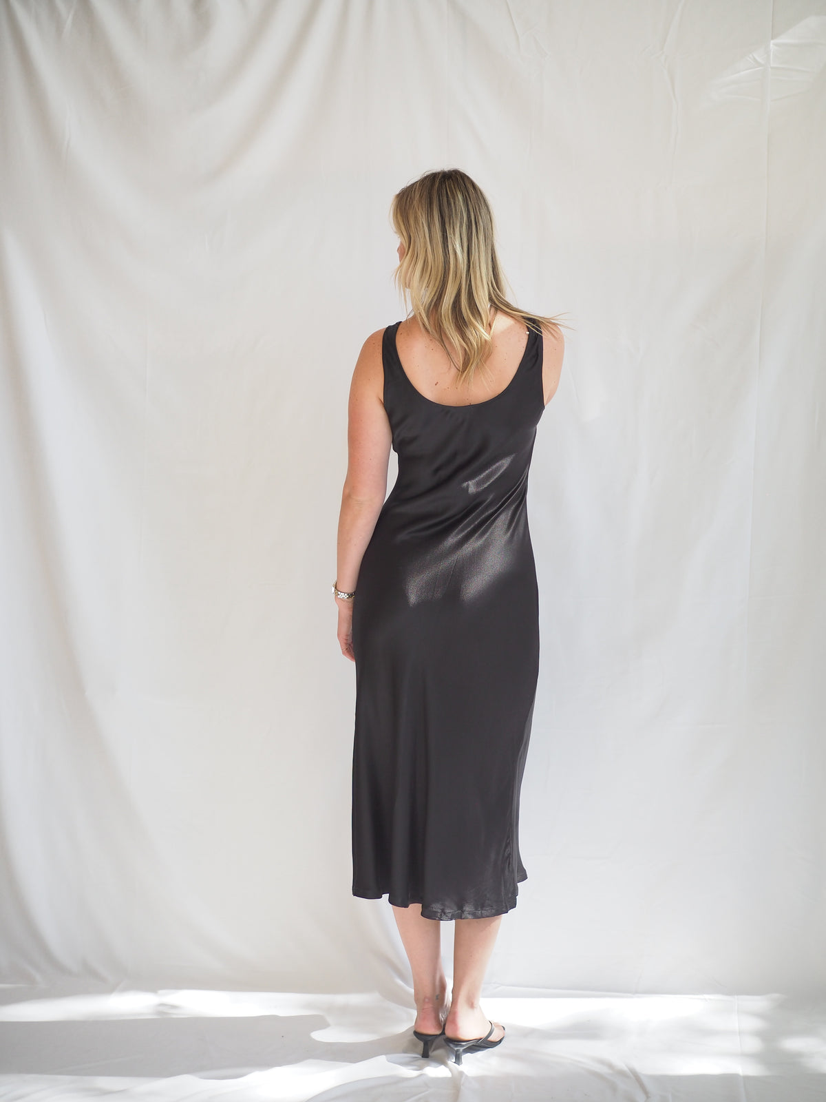 Sienna Black Maxi Satin Dress