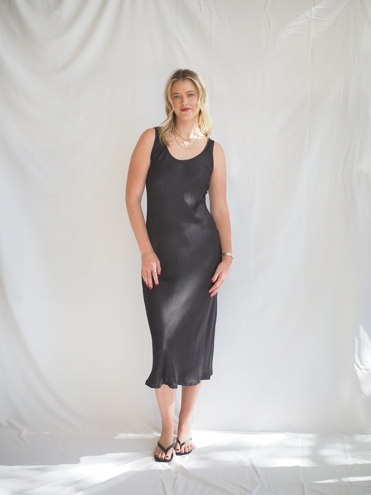 Sienna Black Maxi Satin Dress