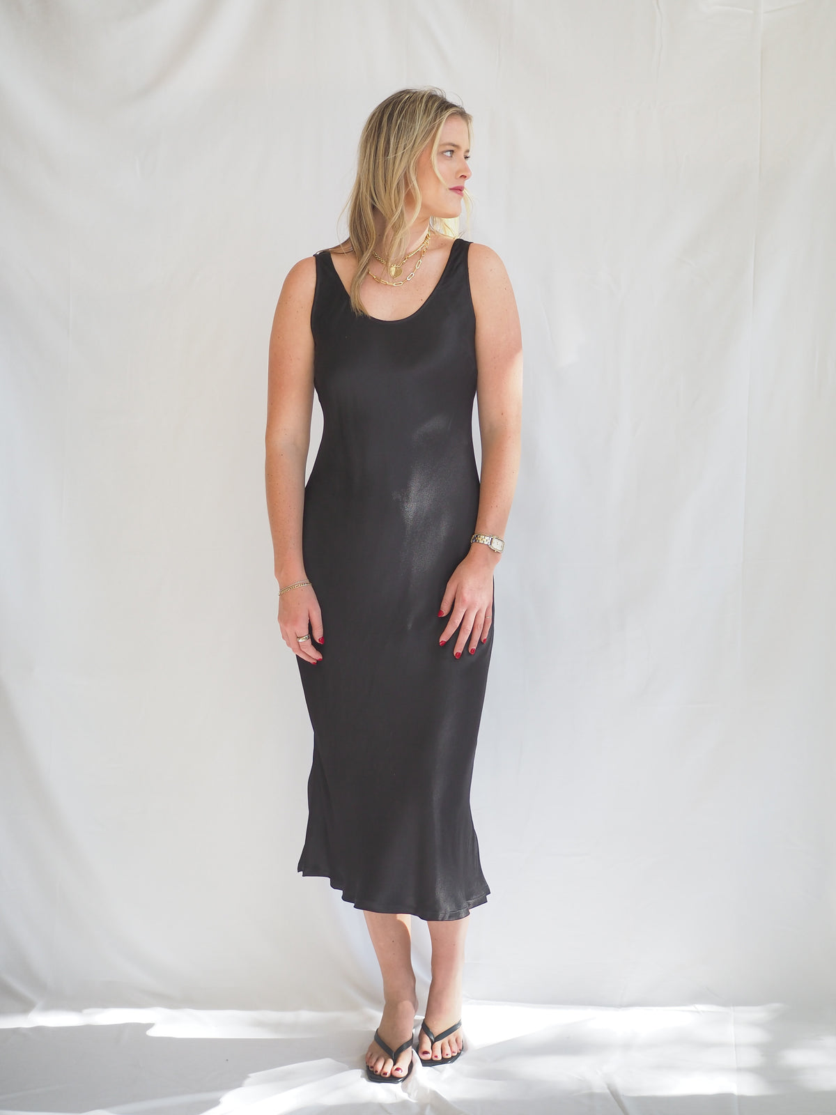 Sienna Black Maxi Satin Dress