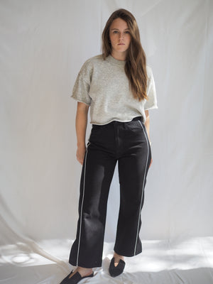 Riom Short Sleeve Grey Sweater Top