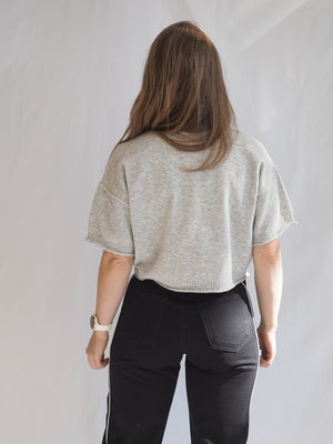 Riom Short Sleeve Grey Sweater Top