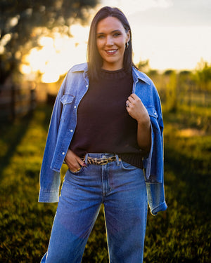 Citizens Of Humanity Baby Shay cropped shirt in Carolina blue