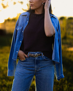 Citizens Of Humanity Baby Shay cropped shirt in Carolina blue