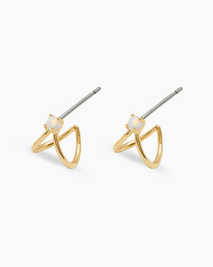 Gorjana Opalite Solitaire Double Huggies - Gold Plated
