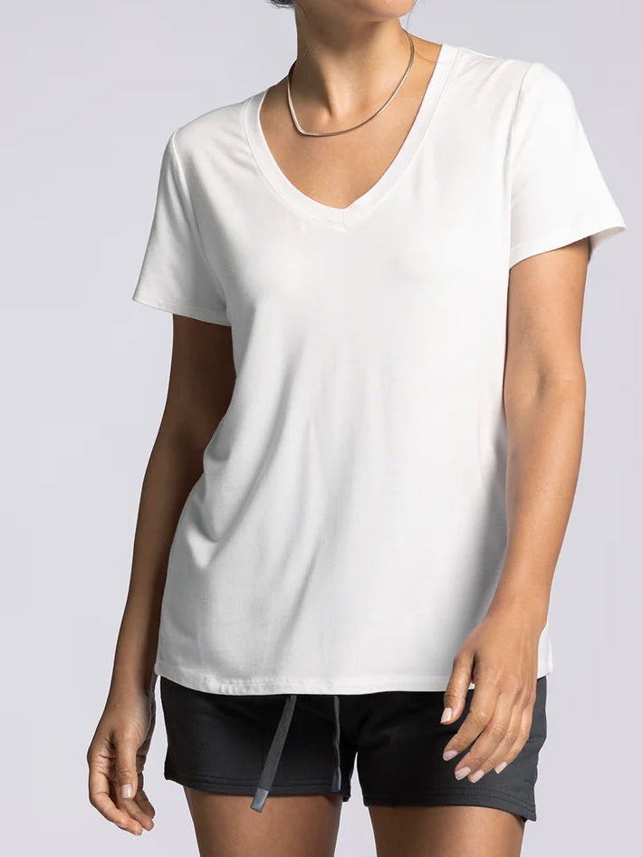 Tatiana V-neck Tee in White