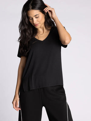 Ananya V-Neck Tee in Black