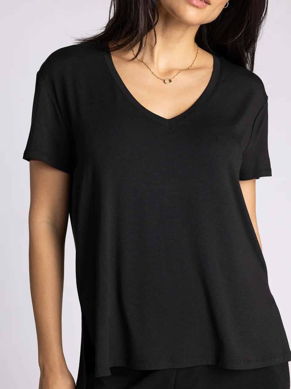 Ananya V-Neck Tee in Black