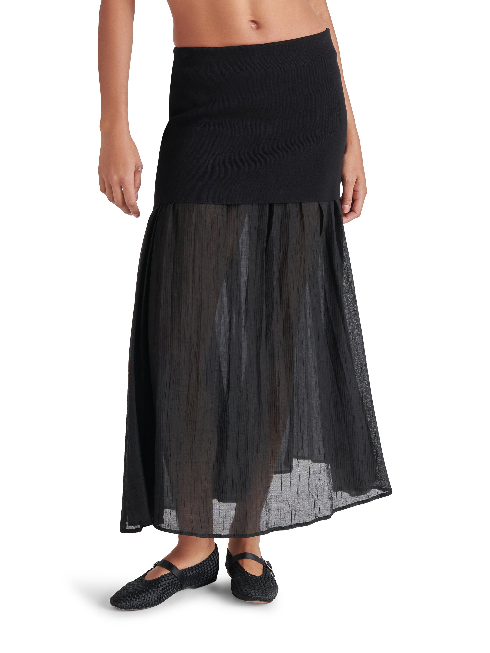 Steve Madden Malvina Black Mesh Skirt