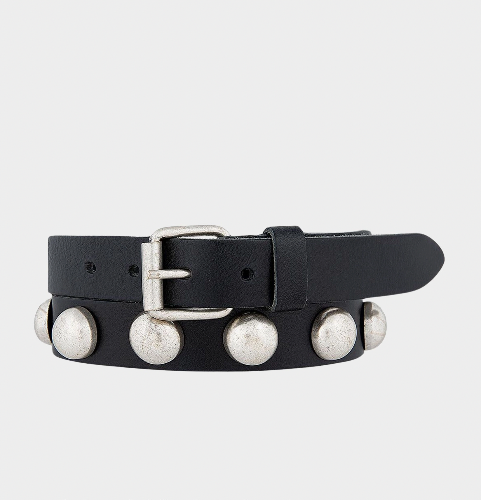 Pearl | Black Skinny Design Leather Belt