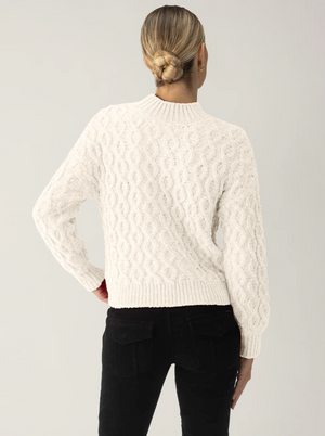 Sanctuary Cable Mock Neck Almond Sweater