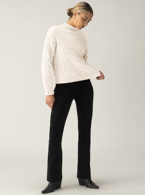 Sanctuary Cable Mock Neck Almond Sweater