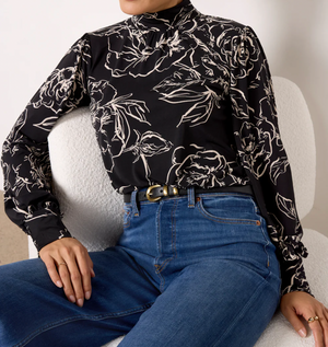 Sanctuary On The Spot Black Floral Blouse