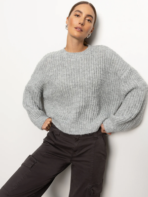 Sanctuary Fuzzy Volume Sleeve Heather Grey Sweater