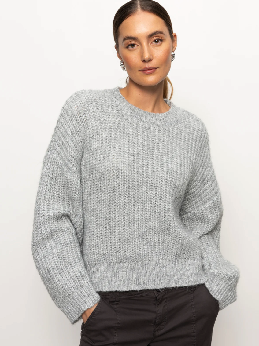 Sanctuary Fuzzy Volume Sleeve Heather Grey Sweater