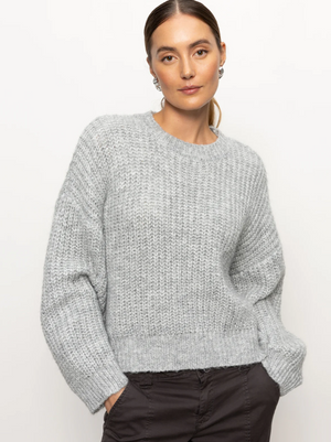 Sanctuary Fuzzy Volume Sleeve Heather Grey Sweater