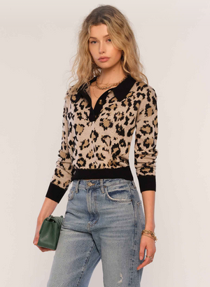 Heartloom Rowan Leopard Polo Sweater