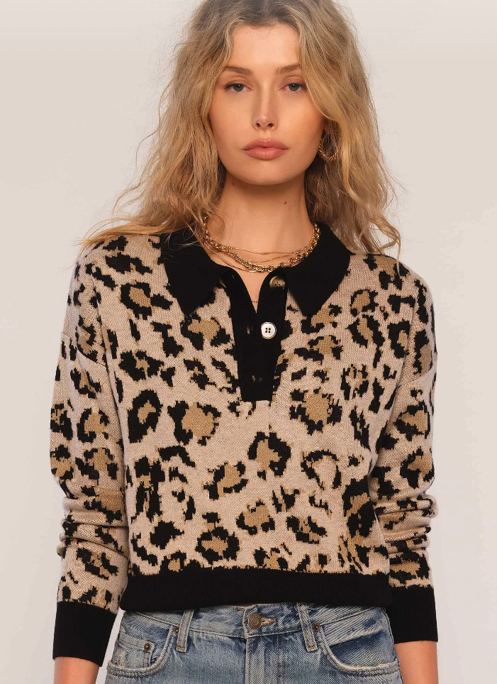 Heartloom Rowan Leopard Polo Sweater