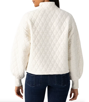 Sanctuary Quilted Button Up Popover Chalk Sweater