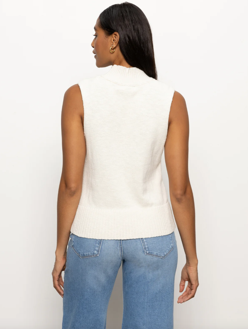 Sanctuary Rib Detail Mock Neck Sweater Tank in Light Oat